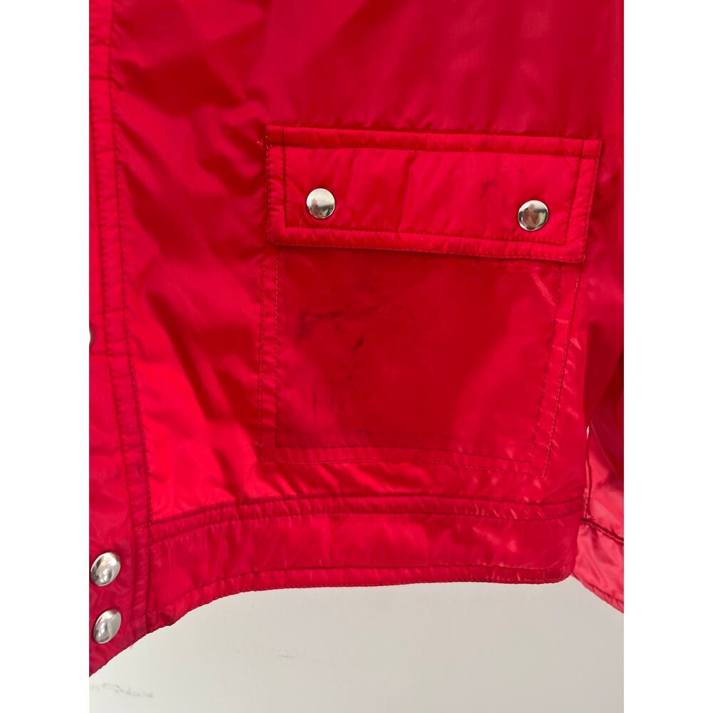 1970s Vintage Sportcastor Button Down Utility Rain Jacket True Red XL JL - Picture 4 of 11